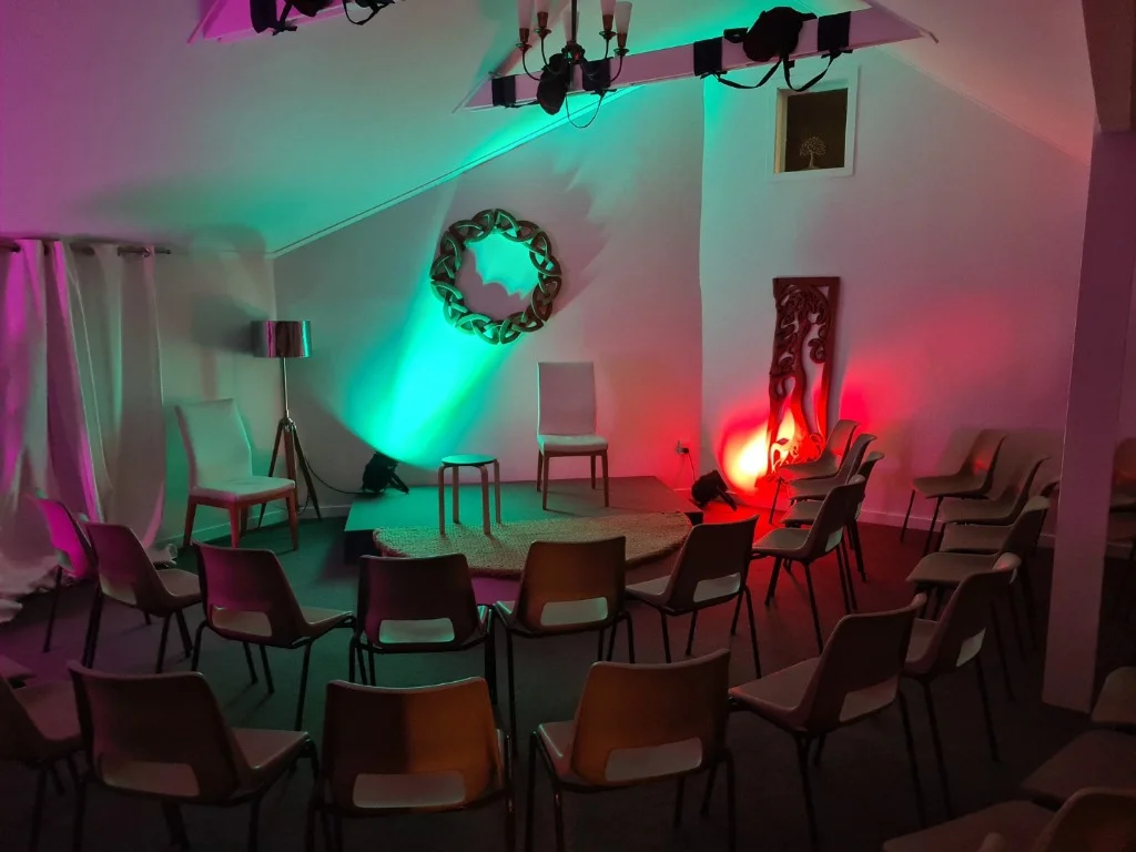 Embassy of Friendship Sanctuary Hall prepared for an evening workshop